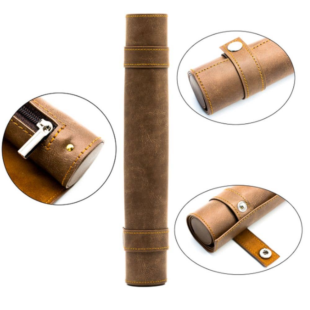 Leather Scroll Dice Bag & Roll-Up Dice Mat