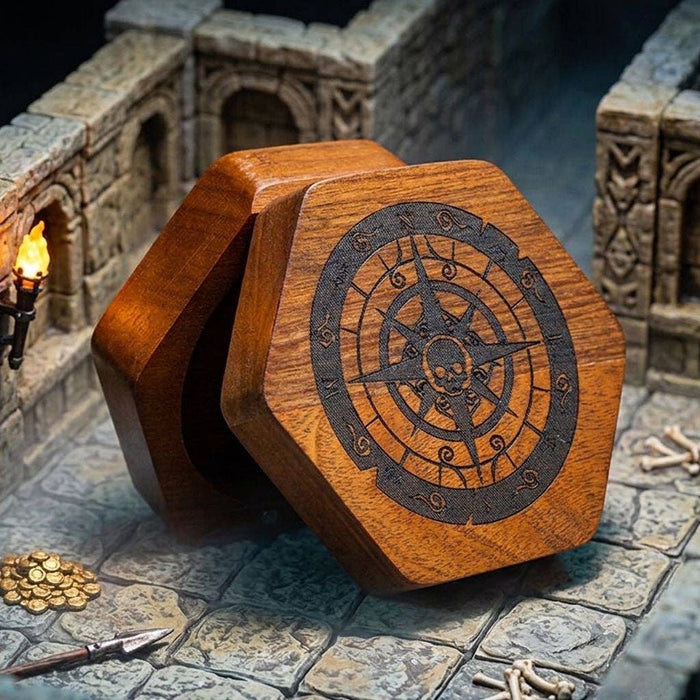 Compass of Fate: Pirate Wood Dice Box