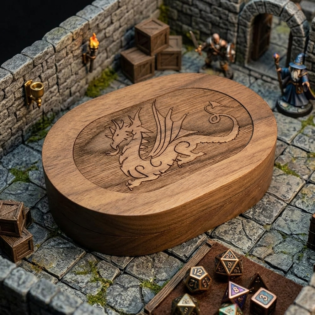 Dragoncarved Wood Dice Box