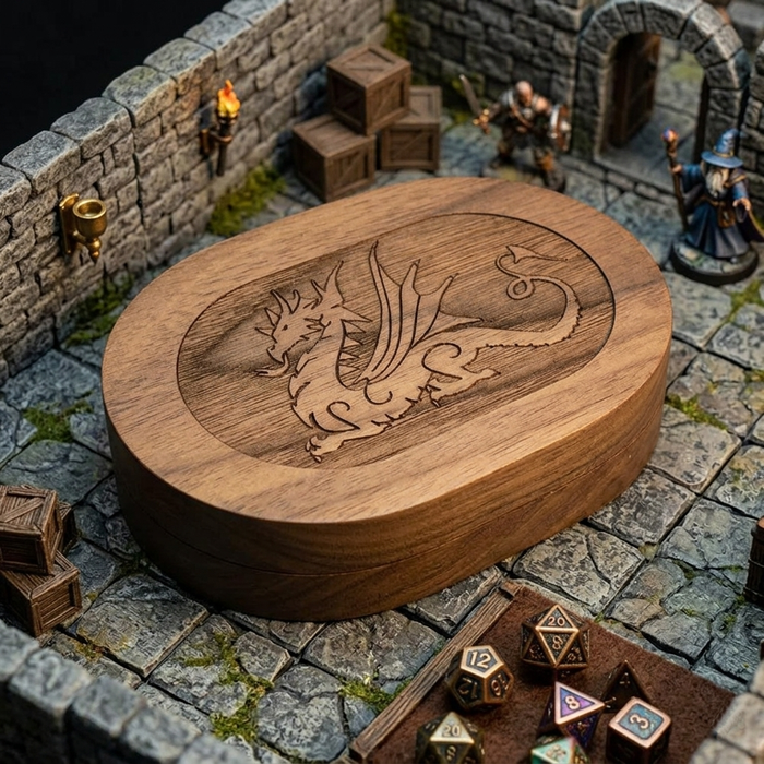 Dragoncarved Wood Dice Box