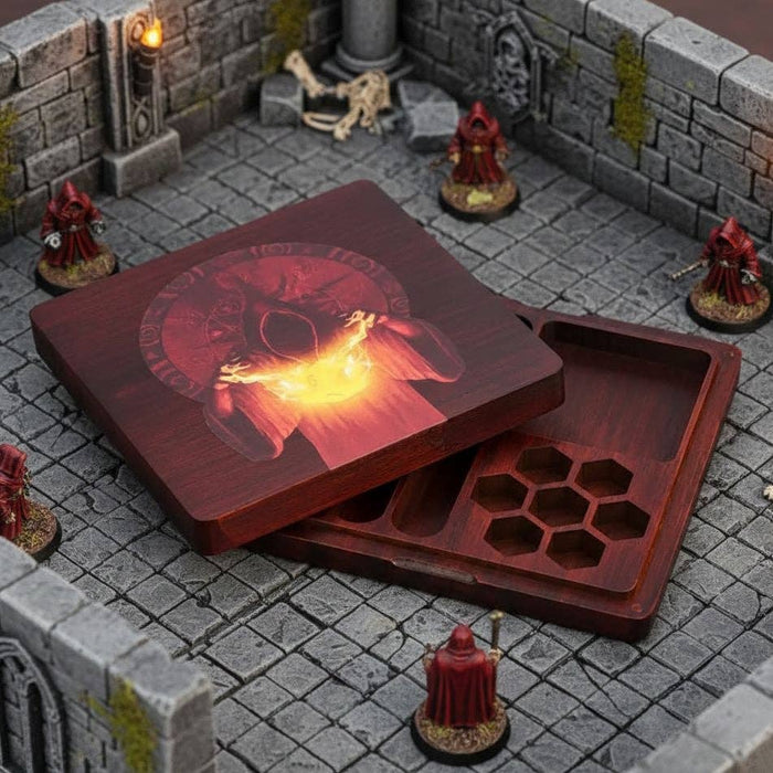 Illuminated Cultist Wood Dice Storage Vault & Tray